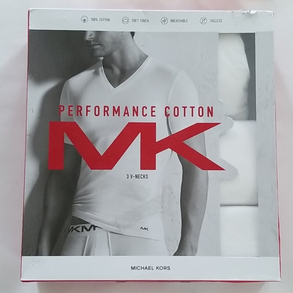 Michael Kors Men's V neck Medium White Tee Shirt